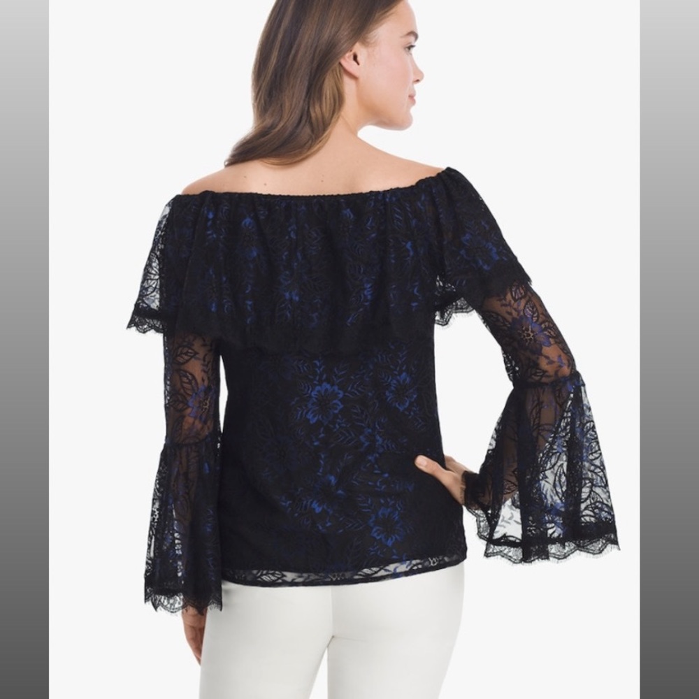 WHBM OFF-THE-SHOULDER LACE TOP - Picture 3 of 7